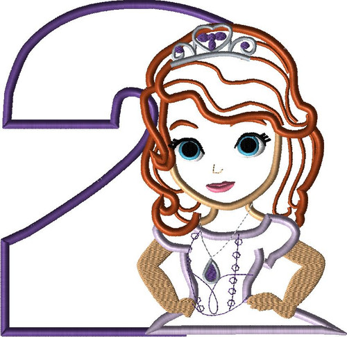 Sofia the First Number Two Applique Design