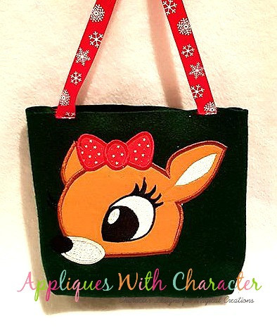 Rudolph Clarice Reindeer Peeker Applique Design