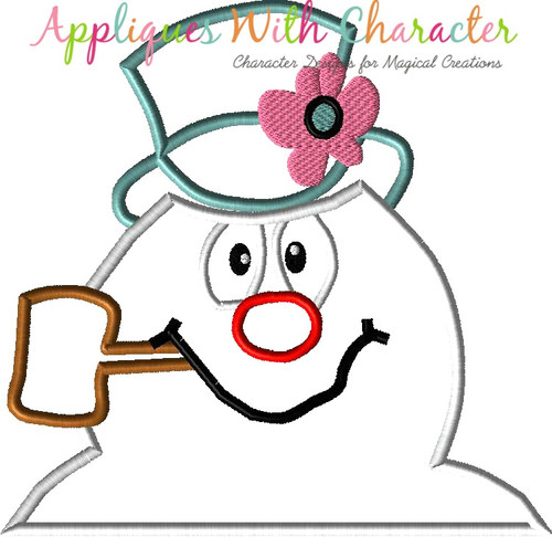 Frosty the Snowman Bust Applique Embroidery Design