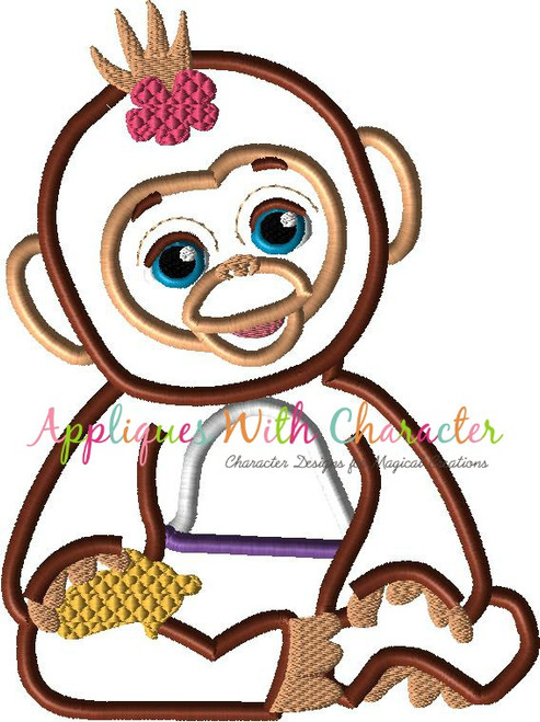 Furry Monkey Applique Design