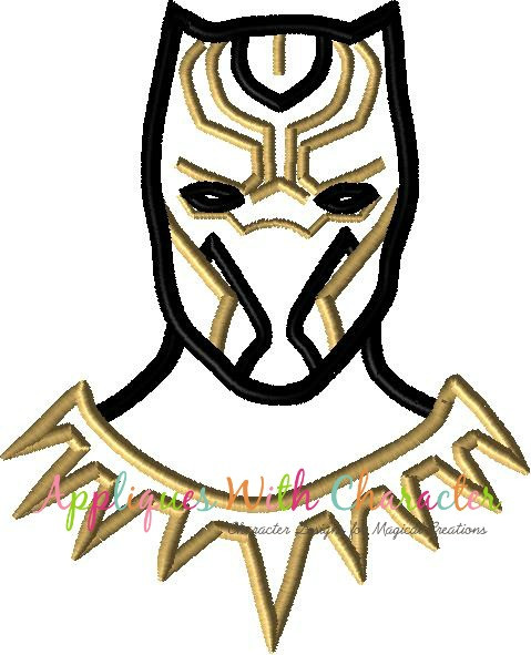 Black Panther Bust Applique Design