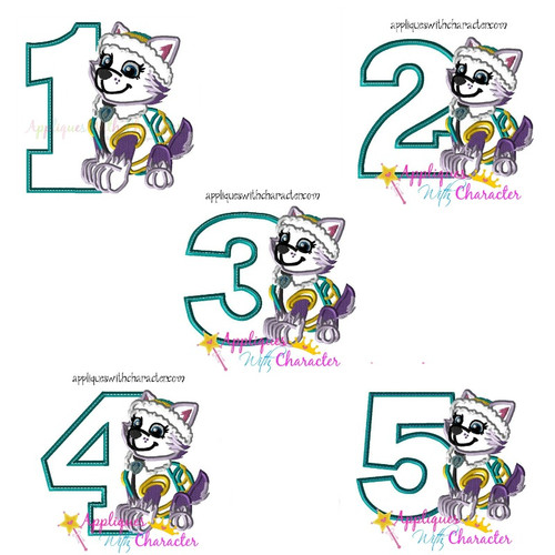 Pup Patrol Everi One Two Three Four Five Set  Applique Design
