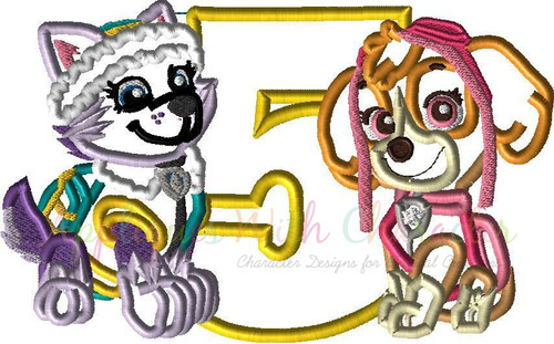 Paw Patrol Skye Everest Five Applique Design