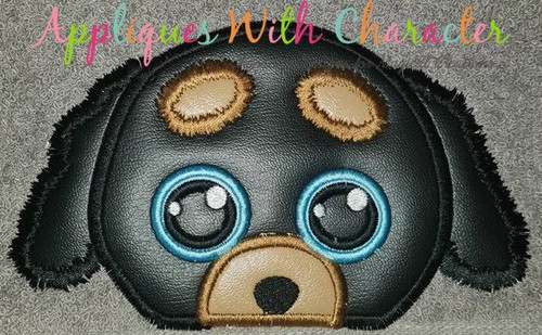 Beanie Boo Doggy Peeker Applique Embroidery Design
