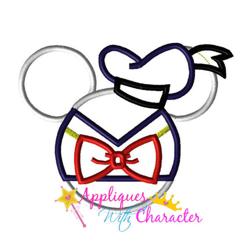Donald Duck Mickey Ears Head Applique Design
