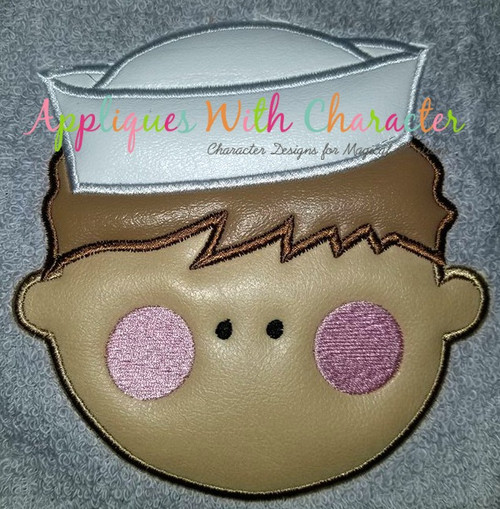 Navy Man Face Applique Design