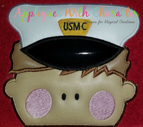 Marine Man Peeker Applique Embroidery Design