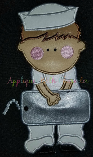 Navy Man with Dog Tags Applique Embroidery Design