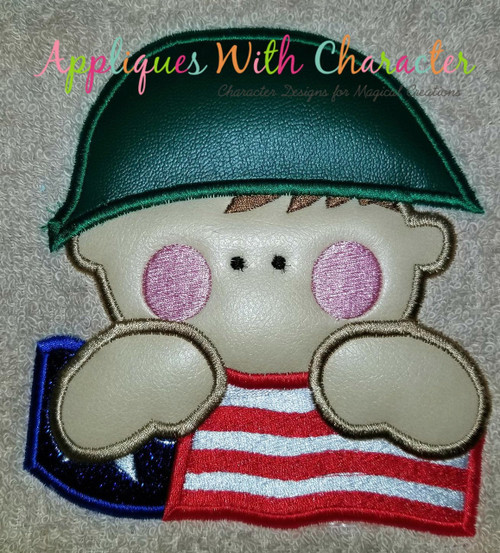 Army Man with American Flag Applique Design