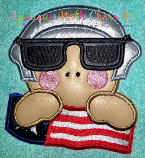 Air Force Man with American Flag Applique Design