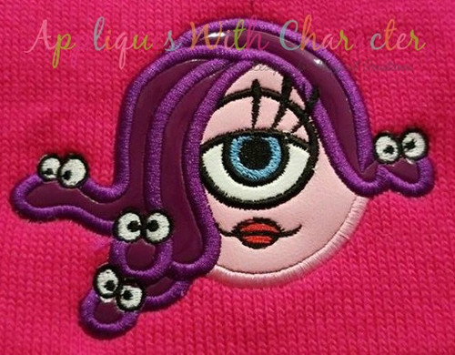 Monsters Girl Googly Eyes Full Face Applique Design