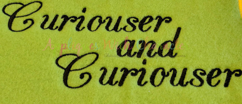 Alice Curiouser and Curiouser Saying Applique Design