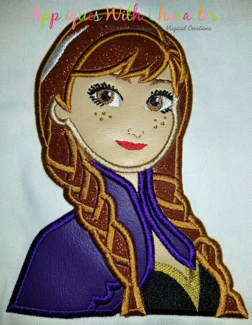Frozen Anna Bust Applique Embroidery Design