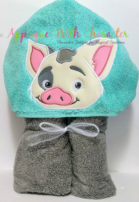 Moana Island Girl Pua Pig Peeker Applique Design