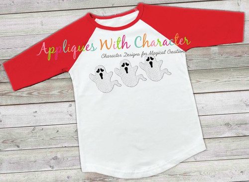 Halloween Ghost Three Sketch Embroidery Design