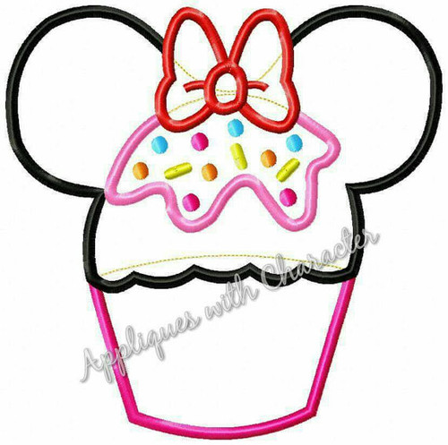 Minnie Mouse Cupcake Applique Design