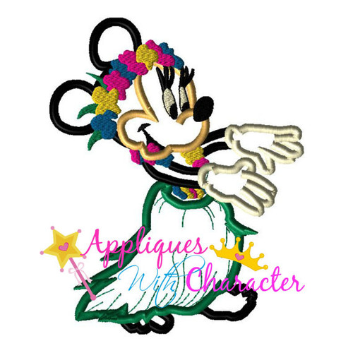 Hula Hawaiian Miss Mouse Applique Design