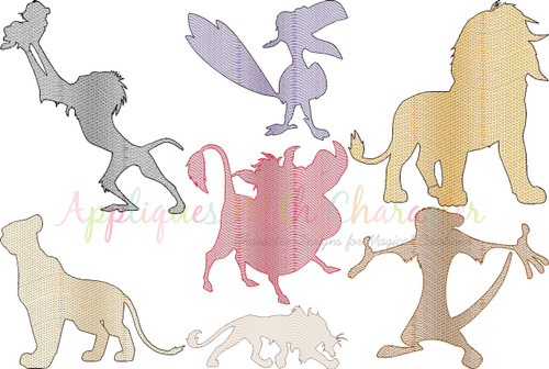 Lion King Characters Sketch Embroidery Design Set