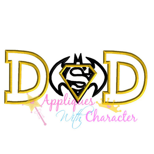 Bat Hero Super Hero Dad Applique Design