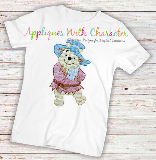 Honey Bear Scarecrow Sketch Embroidery Design