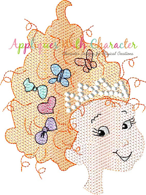 Fancy Nancy Full Face Sketch Embroidery Design
