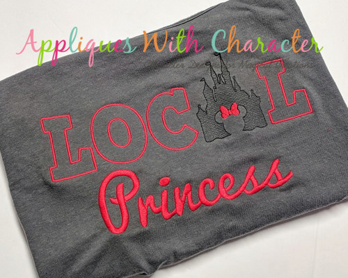 Miss Mouse in Castle with Filled Bow Sketch Embroidery Design