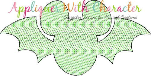 Mickey Mouse Bat Sketch Embroidery Design