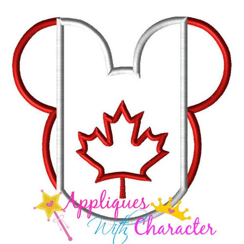Canada Flag Mickey Mouse Head Epcot Applique Design