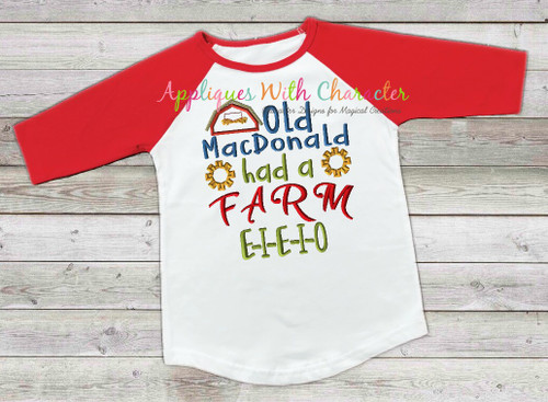 Old McDonald Had a Farm Applique Nursery Rhyme Design