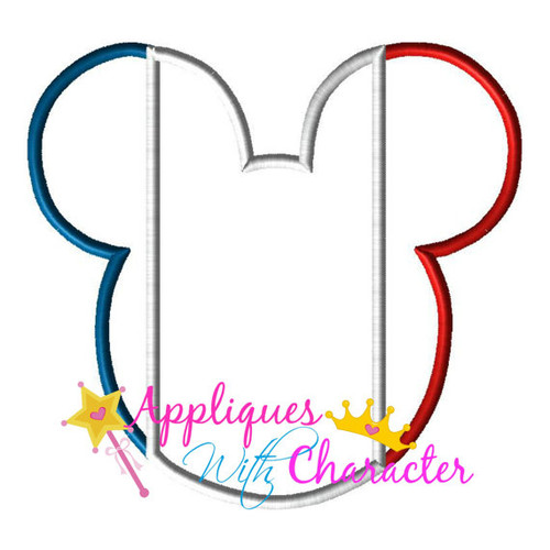 French France Flag Mr Mouse Head Epcot  Applique Design