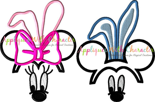 Mr Mouse and Miss Mouse Bunny Faces Applique Designs