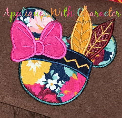 Ms. Mouse Indian Head Applique Design