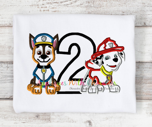 Paw Marshall Chase Patrol Two Applique Design
