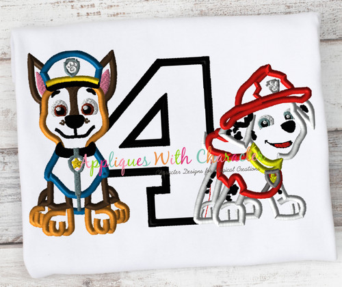 Paw Marshall Chase Patrol Four Applique Design