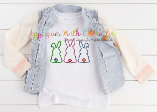 Three Bunnies Satin Stitch Applique Design