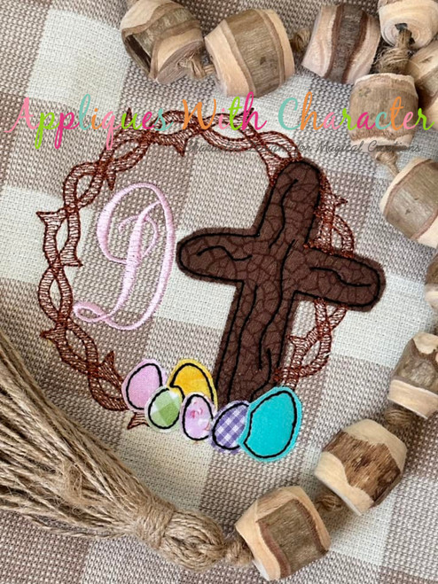 Crown Cross Easter Eggs Bean Stitch Easter Applique Design