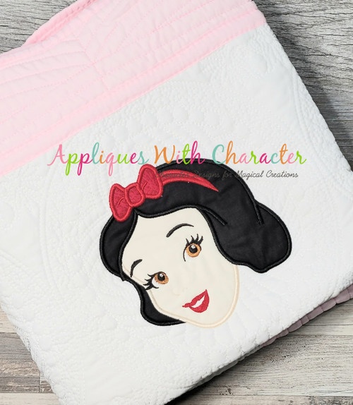 Snow White Full Face Applique Embroidery Design