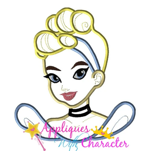 Cinderella Bust Applique Embroidery Design