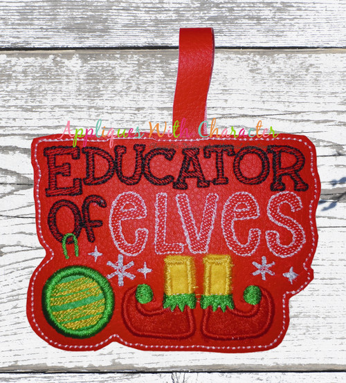 Educator of Elves Saying Applique Sketch Design