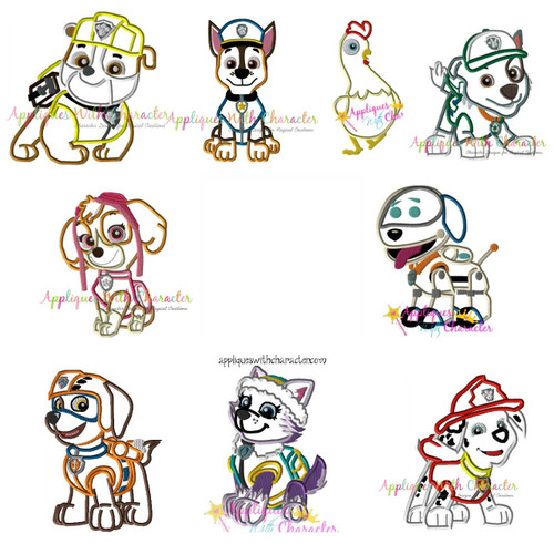 Pup Patrol 9 Applique Embroidery Design Set
