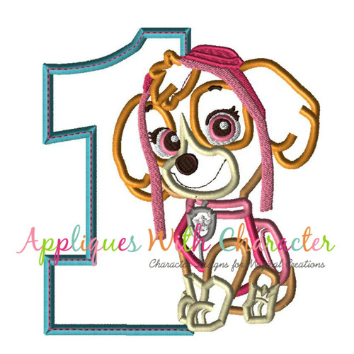 Paw Patrol Skye Number One Applique Design