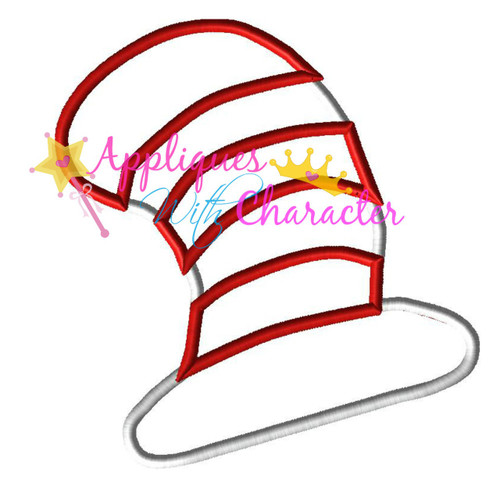 Dr Seuss Cat in the Hat Applique Embroidery Design