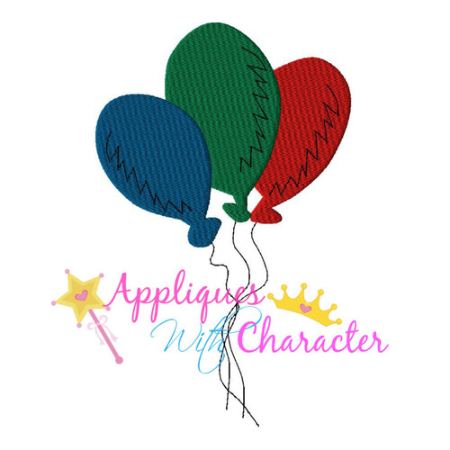 Three Balloons Applique Embroidery Design