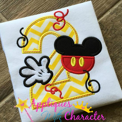 Mickey Mouse Number Two Applique Embroidery Design