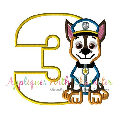 Pup Patrol Chasie Three Applique Design