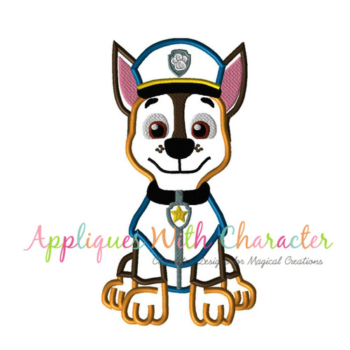 Paw Chasie Patrol Pup Applique Embroidery Design