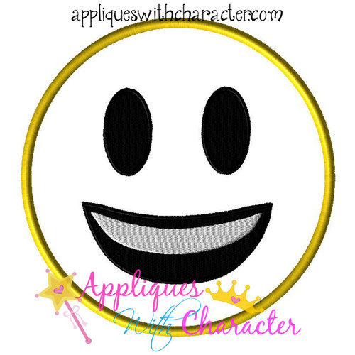 Smiling Emoji Applique Design