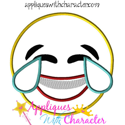 Laughing Emoji Applique Embroidery Design