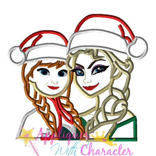 Frozen Elsa and Anna Christmas Applique Design