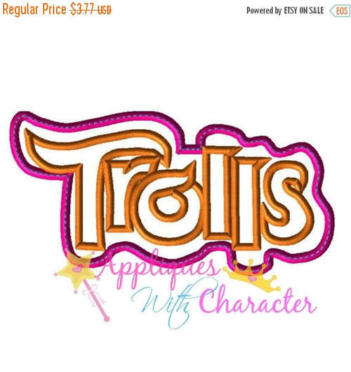 Troll Movie Logo Applique Embroidery Machine Design 